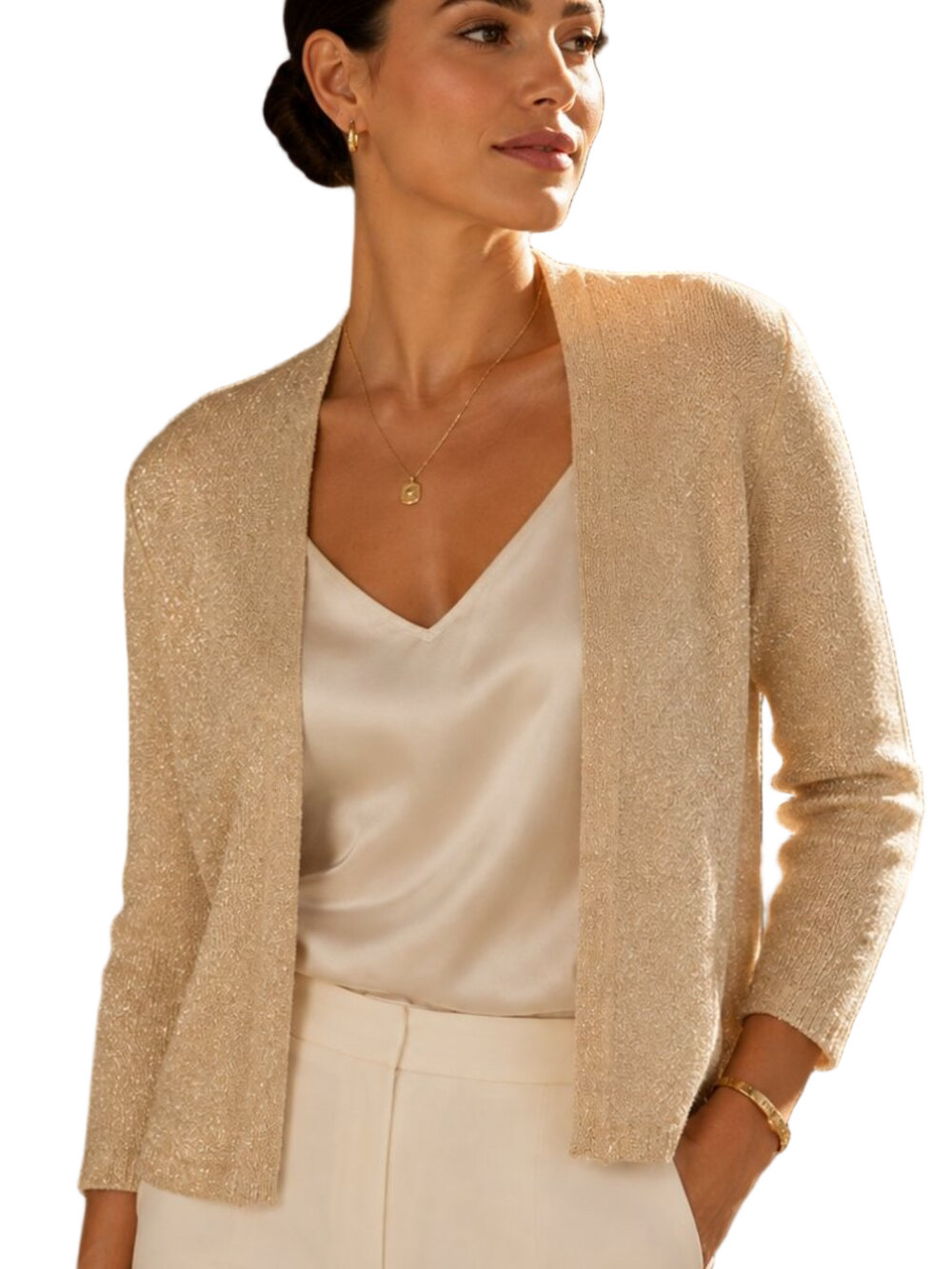 Lilly Pulitzer Faretta Gold Shimmer Cardigan Sweater XL Metallic Knit